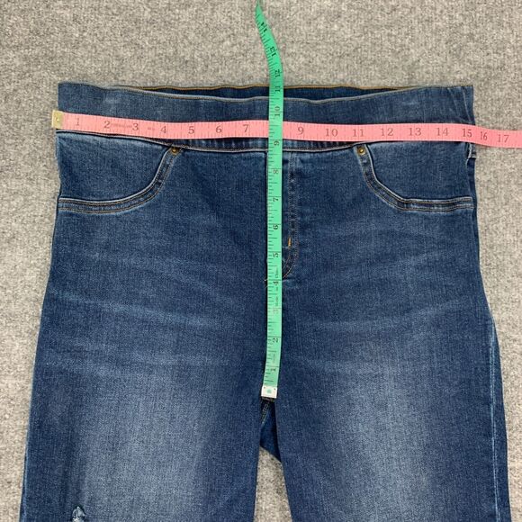 Spanx by Sara Blakely Jeggings Womens L Large Blue Denim Distressed Shape & Lift - Picture 7 of 15